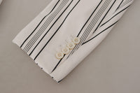 Thumbnail for Elegant Striped Cotton Blend Blazer