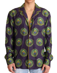 Thumbnail for Exquisite Silk Casual Men's Shirt in Purple and Green