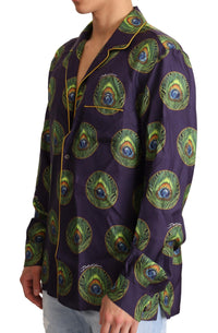 Thumbnail for Exquisite Silk Casual Men's Shirt in Purple and Green