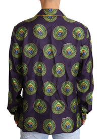 Thumbnail for Exquisite Silk Casual Men's Shirt in Purple and Green