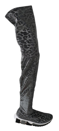 Thumbnail for Elegant Leopard Booties Above Knee Shoes