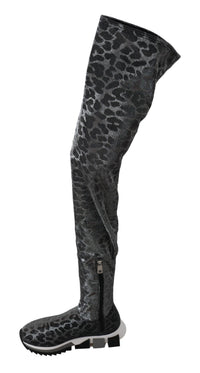 Thumbnail for Elegant Leopard Booties Above Knee Shoes