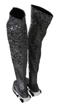 Thumbnail for Elegant Leopard Booties Above Knee Shoes