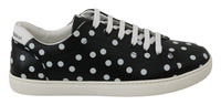 Thumbnail for Black Leather Polka Dots Sneakers Shoes