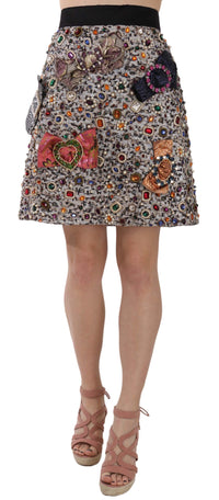 Thumbnail for Silver Crystal Bow High Waist Mini Skirt