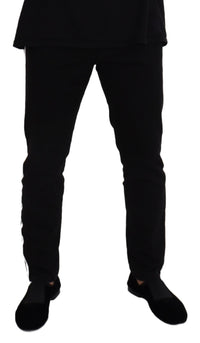 Thumbnail for Elegant Black Cotton Blend Denim Pants