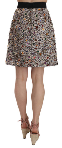 Thumbnail for Silver Crystal Bow High Waist Mini Skirt