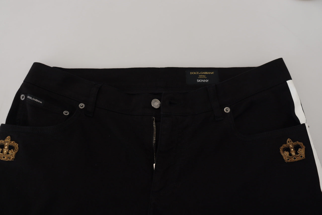 Elegant Black Cotton Blend Denim Pants