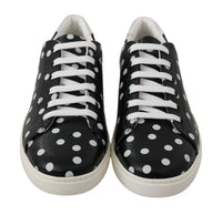 Thumbnail for Black Leather Polka Dots Sneakers Shoes