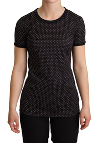 Thumbnail for Polka Dotted Black Short Sleeve Crewneck Top