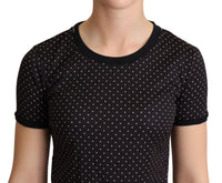 Thumbnail for Polka Dotted Black Short Sleeve Crewneck Top