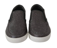 Thumbnail for Elegant Gray Caiman Leather Loafers