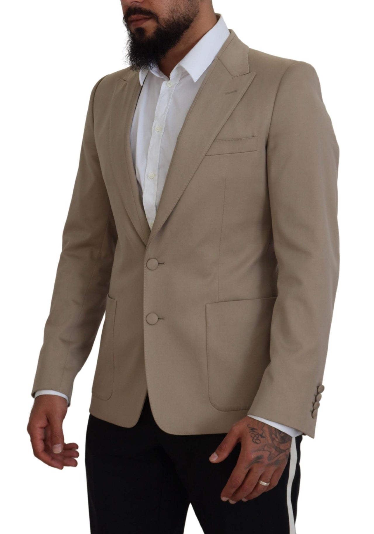 Elegant Beige Single Breasted Blazer