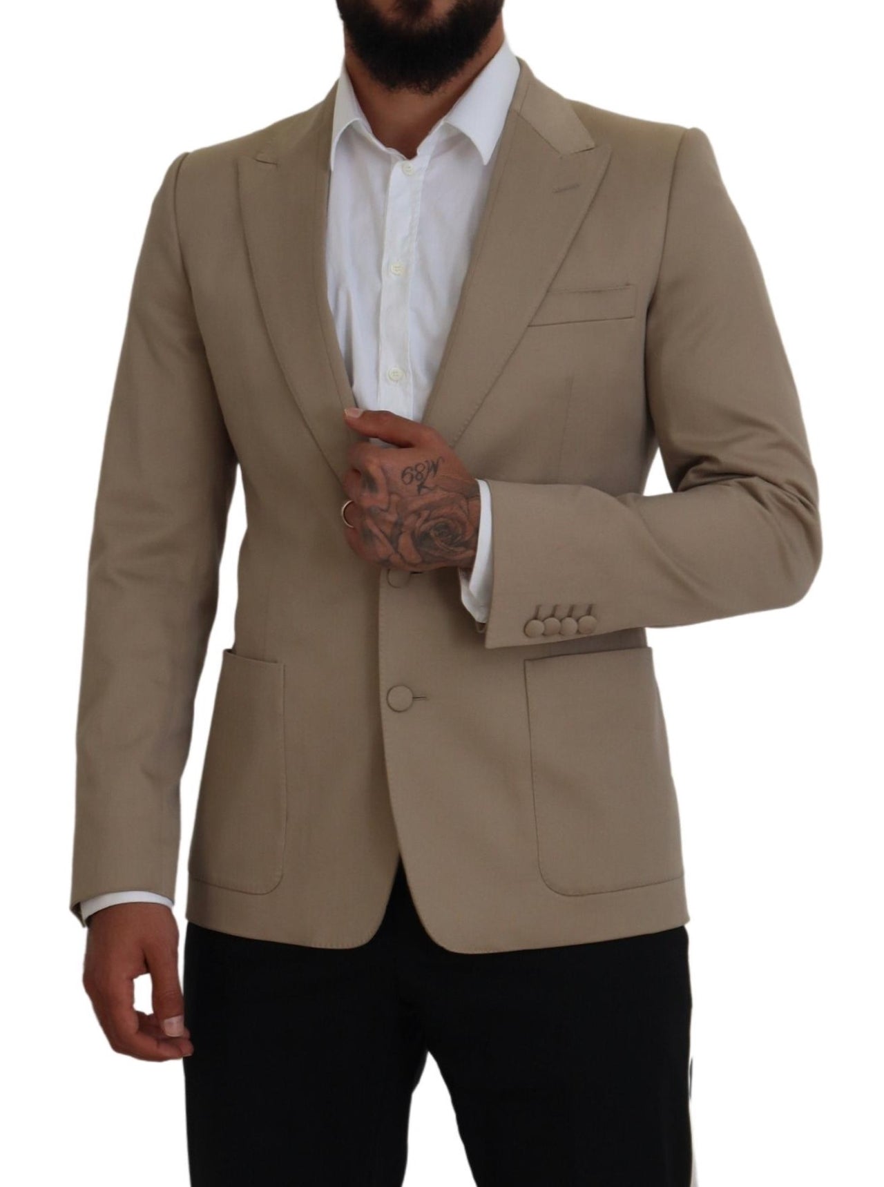 Elegant Beige Single Breasted Blazer