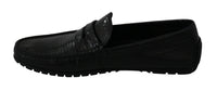 Thumbnail for Exquisite Black Lizard Leather Loafers