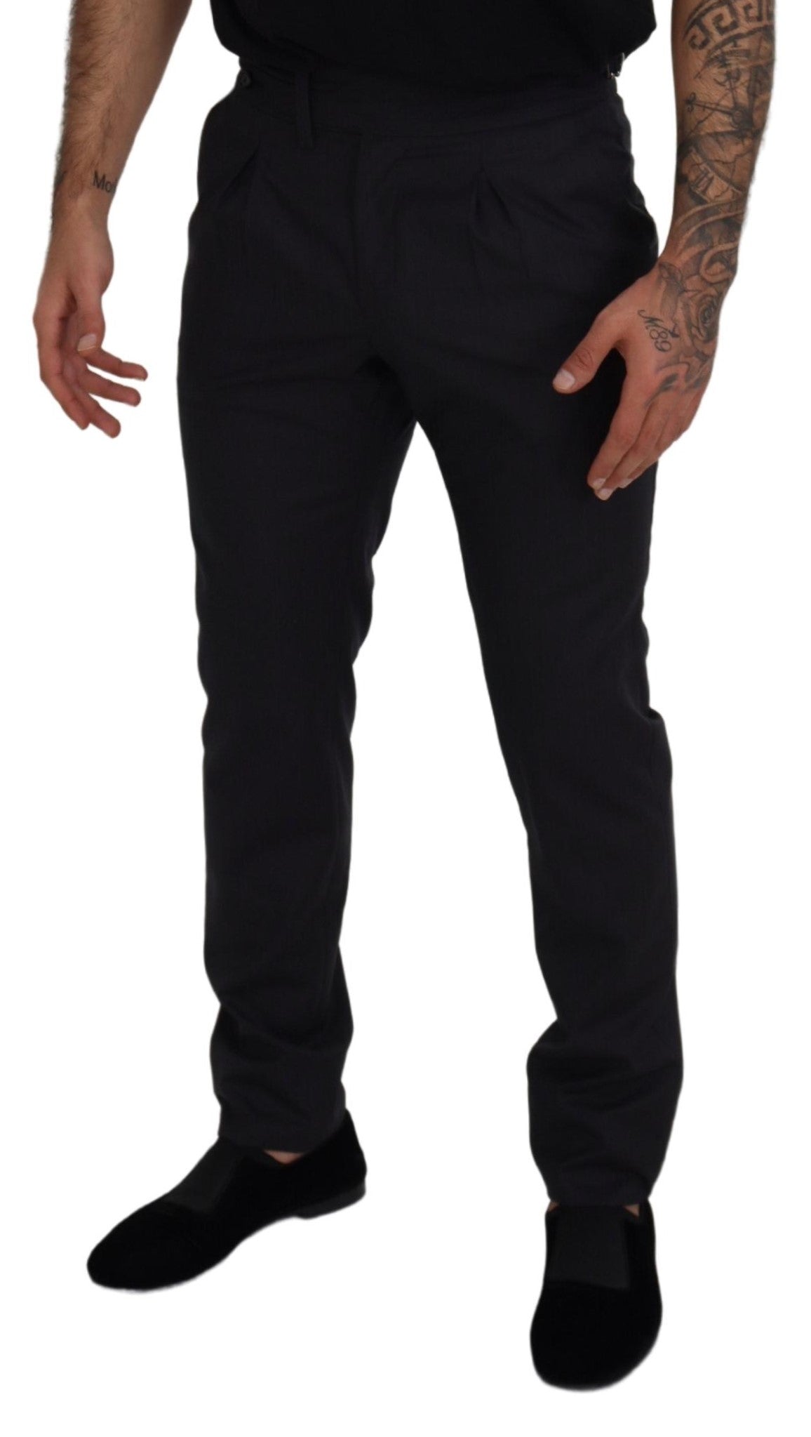 Dark Grey Solid Men Formal Pants