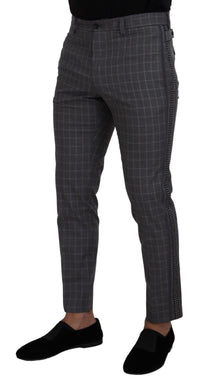 Thumbnail for Grey Cotton Checkered Chino Pants