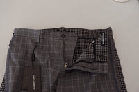 Thumbnail for Grey Cotton Checkered Chino Pants