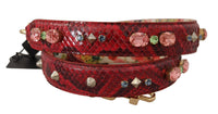 Thumbnail for Elegant Red Python Leather Bag Strap