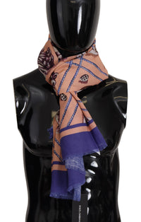Thumbnail for Blue Linen Seashell Pattern Mens Wrap Shawl Scarf