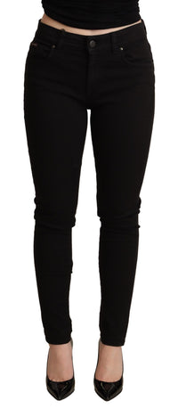 Thumbnail for Elegant Black Mid-Waist Skinny Jeans