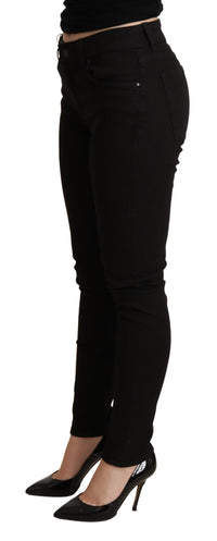 Thumbnail for Elegant Black Mid-Waist Skinny Jeans