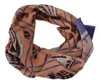 Thumbnail for Blue Linen Seashell Pattern Mens Wrap Shawl Scarf