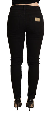 Thumbnail for Elegant Black Mid-Waist Skinny Jeans