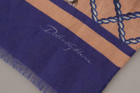 Thumbnail for Blue Linen Seashell Pattern Mens Wrap Shawl Scarf