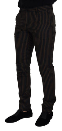 Thumbnail for Black Brown Striped Men Formal Pants