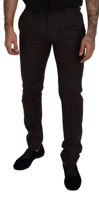 Thumbnail for Black Brown Striped Men Formal Pants