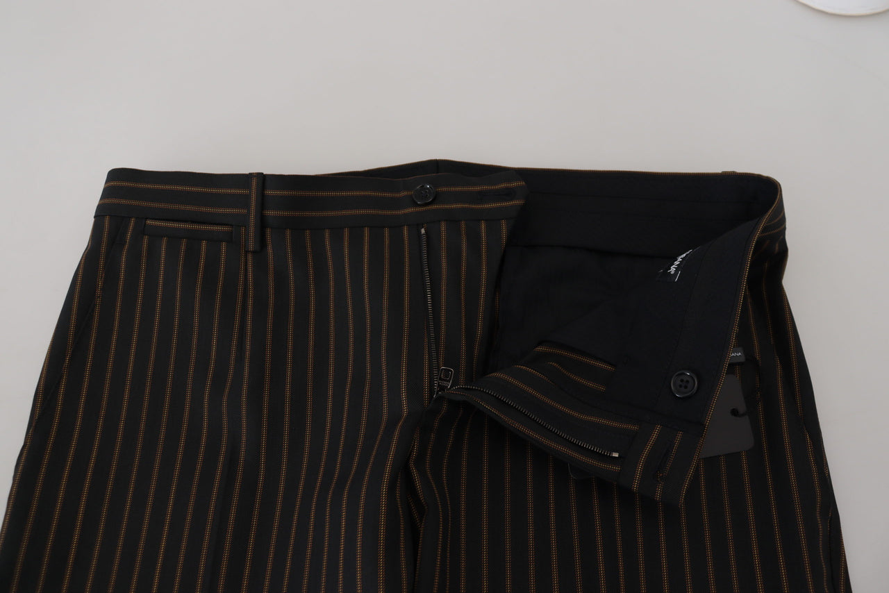 Black Brown Striped Men Formal Pants