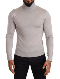Thumbnail for Gray Cashmere Turtleneck Pullover Sweater