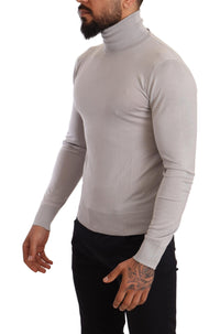 Thumbnail for Gray Cashmere Turtleneck Pullover Sweater