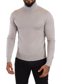 Thumbnail for Gray Cashmere Turtleneck Pullover Sweater