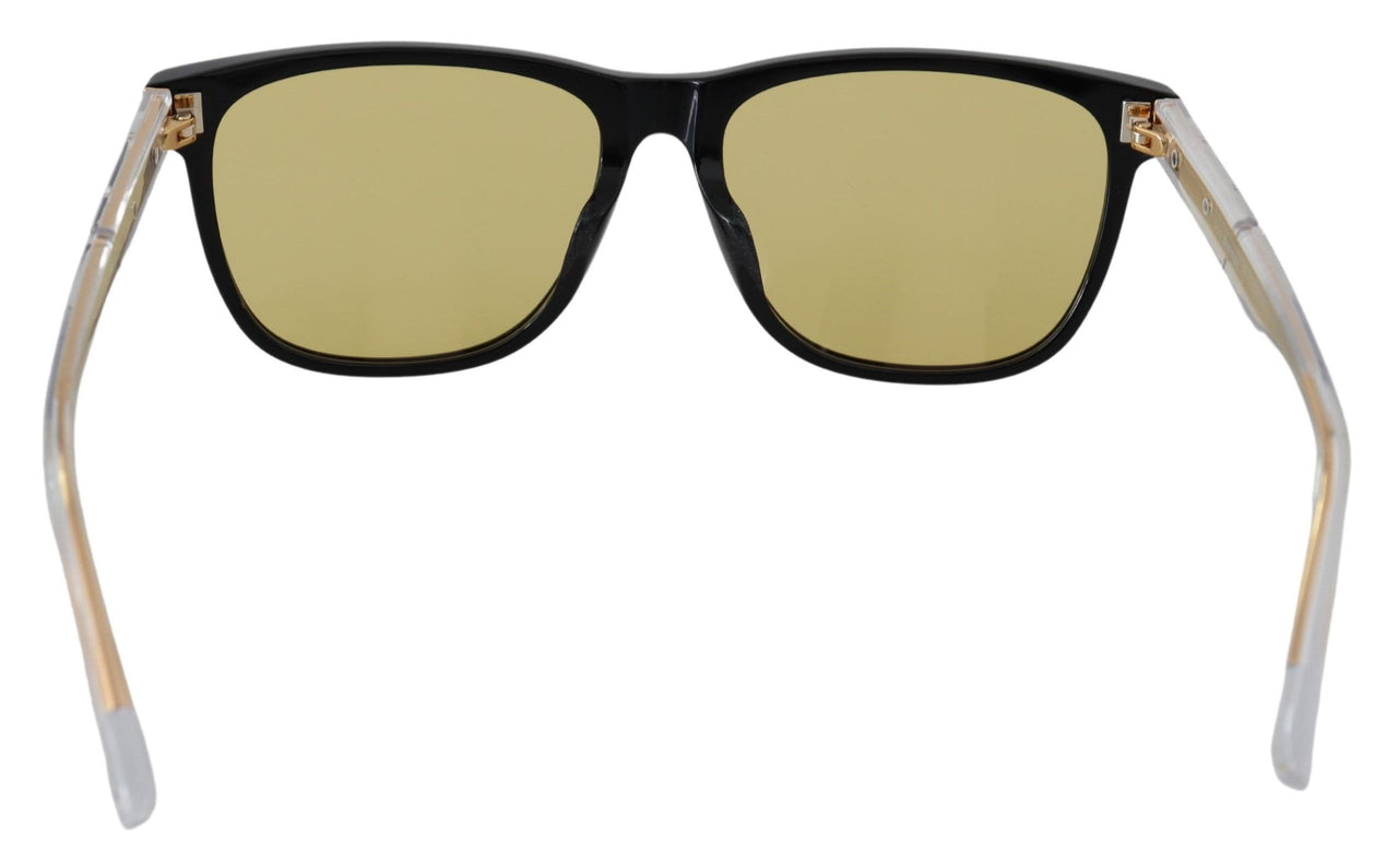 Chic Black Acetate Sunglasses with Yellow Lenses