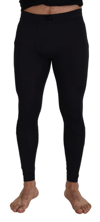 Thumbnail for Black Nylon Slim Fit Stretch Pants