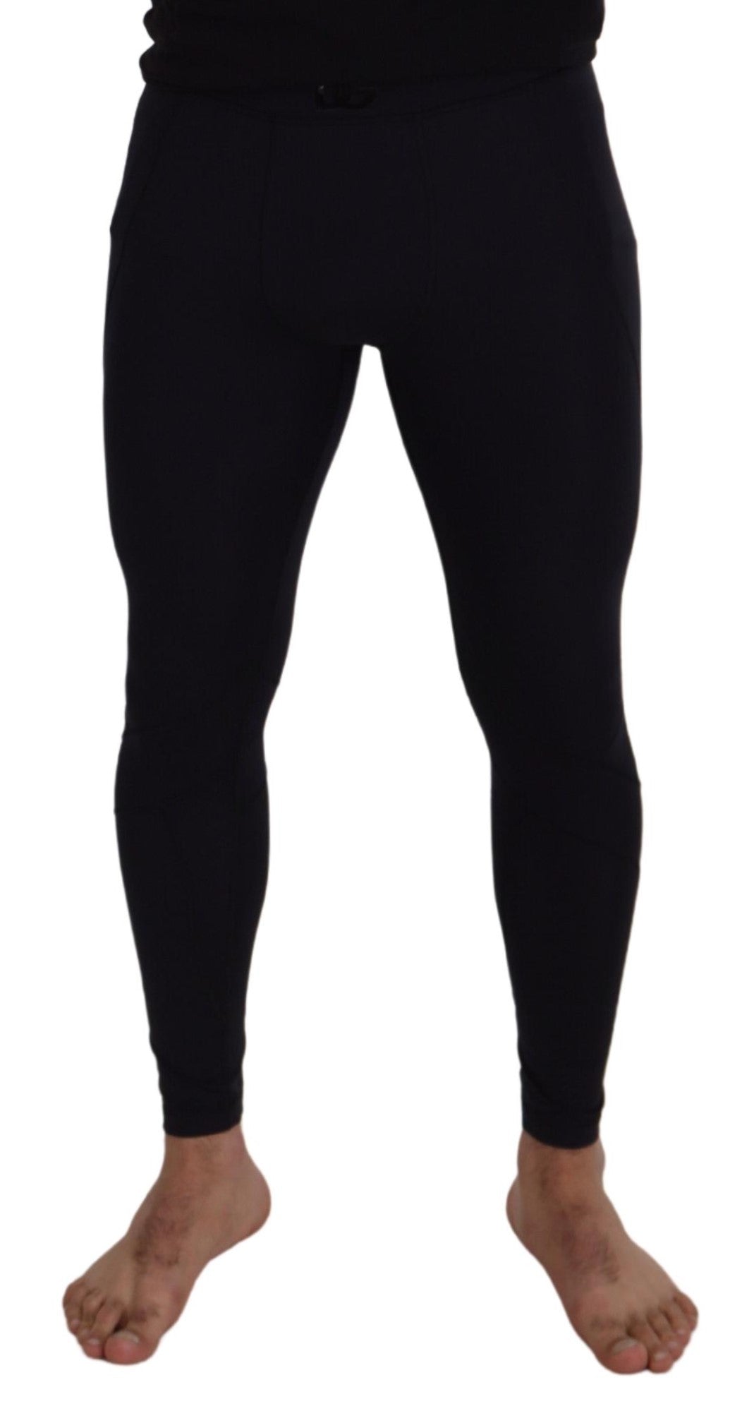 Black Nylon Slim Fit Stretch Pants