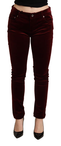 Thumbnail for Exquisite Bordeaux Red Skinny Pants