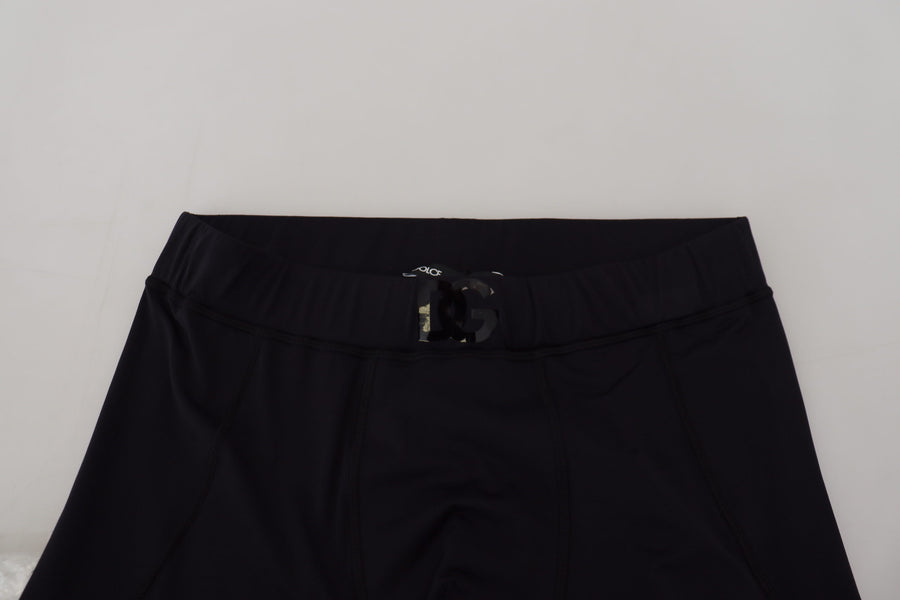 Black Nylon Slim Fit Stretch Pants