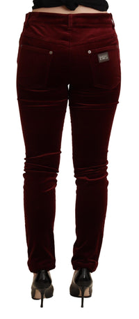 Thumbnail for Exquisite Bordeaux Red Skinny Pants