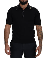 Thumbnail for Black Cotton Silk Polo Shortsleeve T-shirt