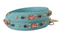 Thumbnail for Elegant Blue Leather Bag Strap with Gold Accents