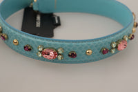 Thumbnail for Elegant Blue Leather Bag Strap with Gold Accents