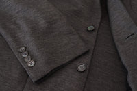 Thumbnail for Elegant Gray Wool Blazer with Bee Crown Embroidery