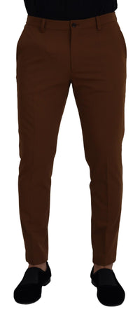 Thumbnail for Brown Wool Chino Skinny Men Pants