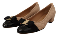 Thumbnail for Elegant Quilted Leather Pumps in Beige and Black