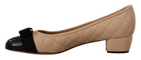 Thumbnail for Elegant Quilted Leather Pumps in Beige and Black