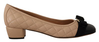 Thumbnail for Elegant Quilted Leather Pumps in Beige and Black