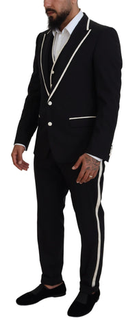 Thumbnail for Elegant Black and White Slim Fit Three Piece Suit